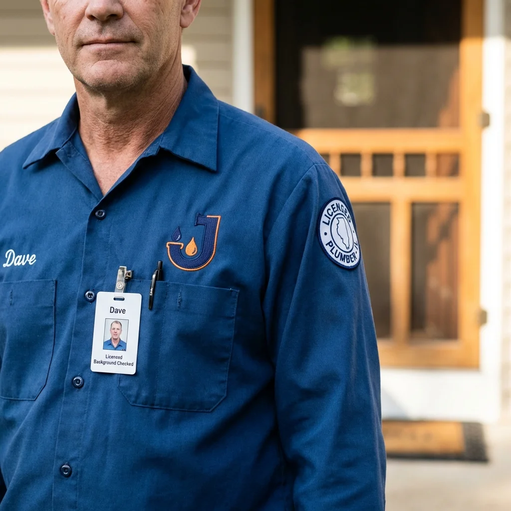 Licensed plumber showing ID badge in Scandia, MN