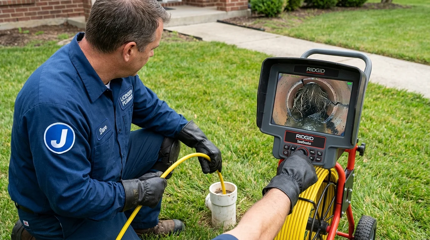 Sewer camera inspection being performed by Johns Plumbing LLC in Scandia