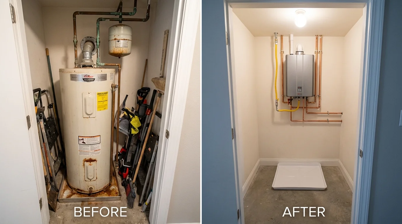 Tank water heater versus wall-mounted tankless unit comparison for Scandia, MN homeowners